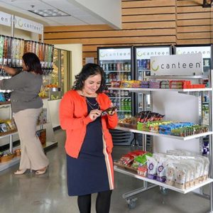 Woman in an office micro-market